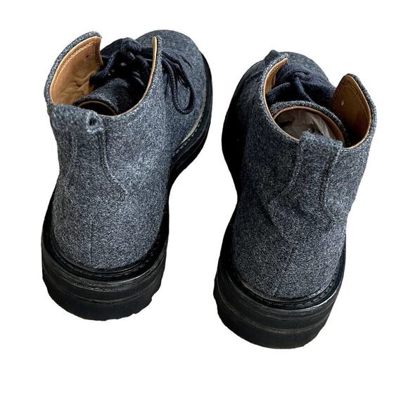 John Varvatos Mens Grey Wool Felt Lace Up Boots Lactae Hevea Sole F3772V2 8.5‎